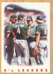 1987 Topps Baseball Cards      456     A s Team#{(Mound conference)